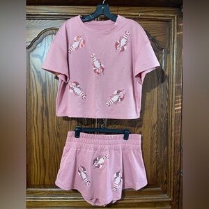 Pink Lobster Women’s Short (skirt) set Crawfish large  Louisiana